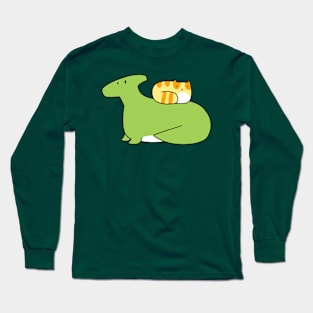 Hadrosaurid and Orange Tabby Cat Long Sleeve T-Shirt